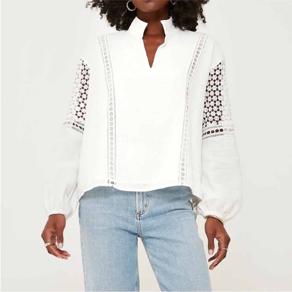 Tuckernuck White Eyelet Lace Long-Sleeve Blouse